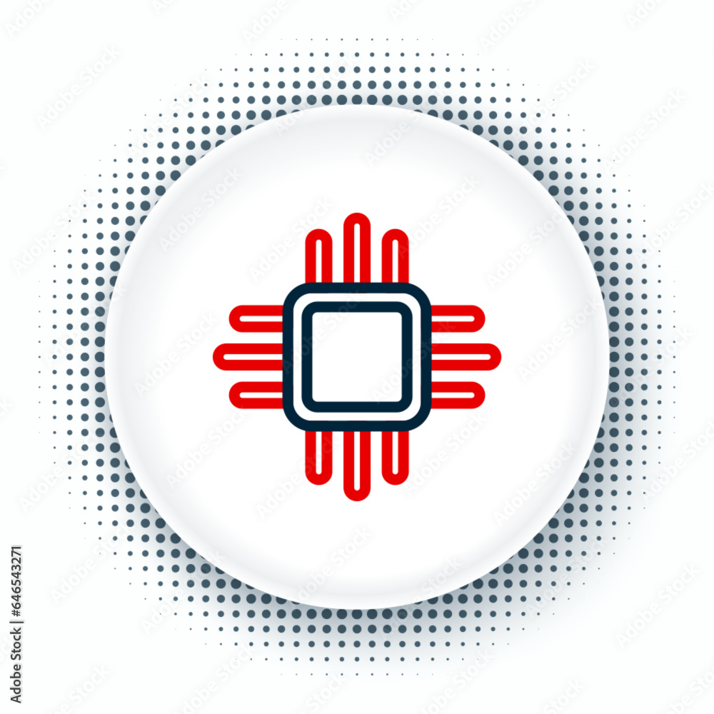 Poster line computer processor with microcircuits cpu icon isolated on white background. chip or cpu with c