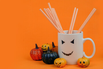Halloween concept, composition with pumpkins and more