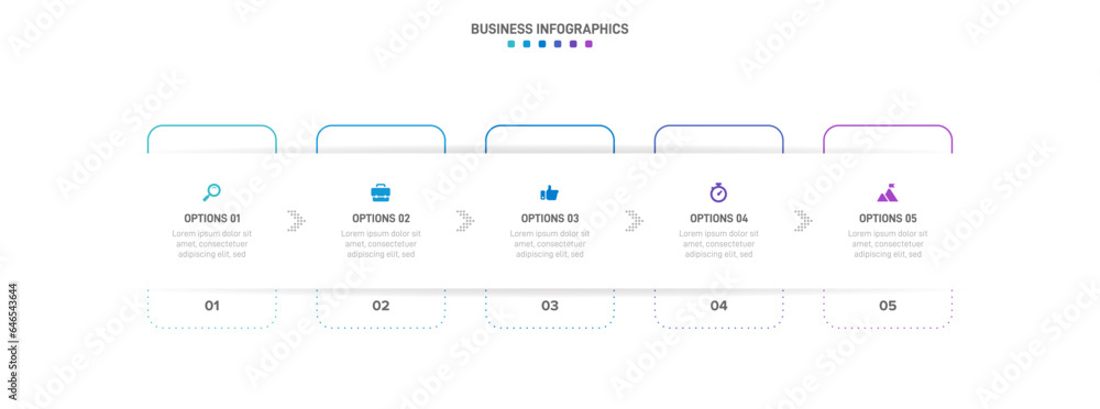 Poster timeline infographic with infochart. modern presentation template with 5 spets for business process.