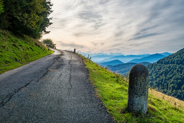 Alpine road in the alps of Lake Como