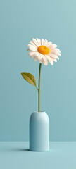 A daisy on blue background with a flower on it