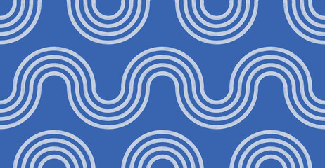 Stylish blue waves seamless pattern. Simple bold line sea background