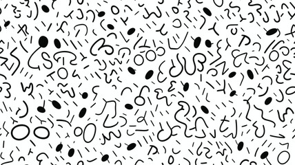 Fun black and white abstract line doodle seamless pattern. Creative minimalist style art background for children or trendy design with basic shapes. Simple childish scribble 