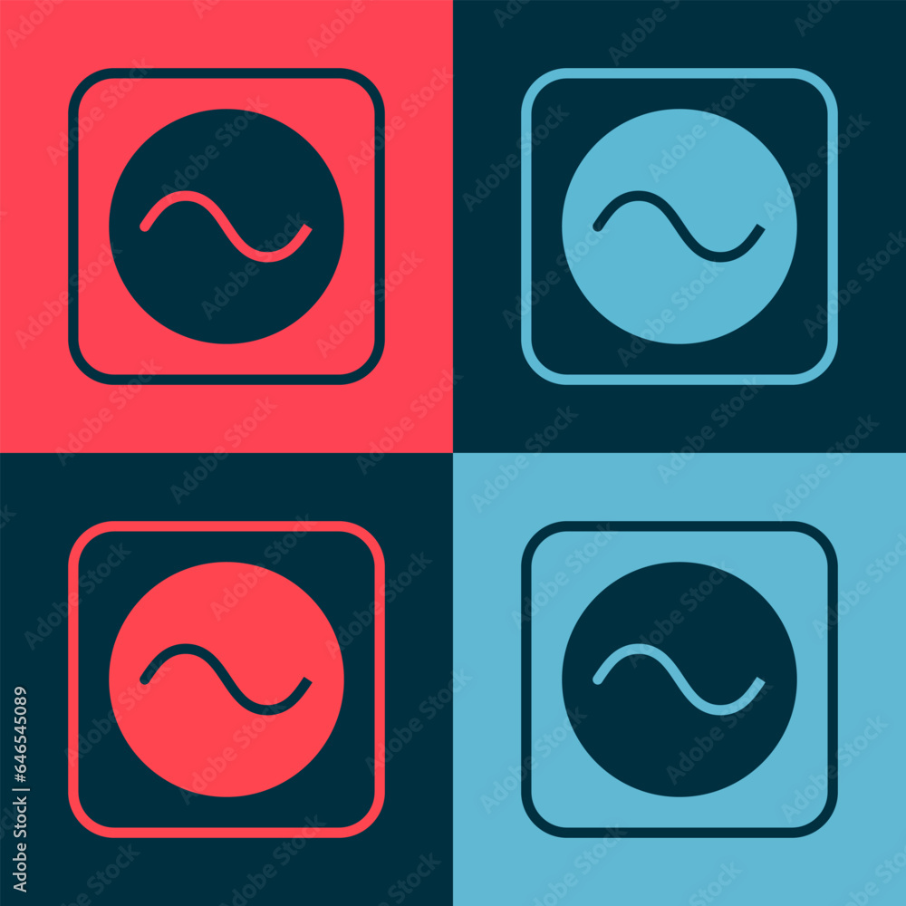 Poster pop art ac voltage source symbol icon isolated on color background. alternating current symbol. vect