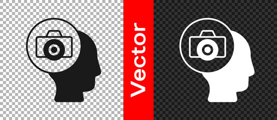 Black Photo camera icon isolated on transparent background. Foto camera. Digital photography. Vector