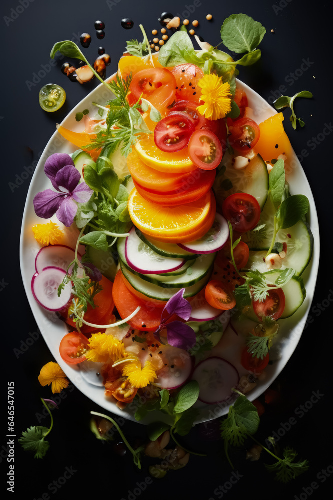Poster vegetarian dish showcasing an array of colorful spices and ingredients background with empty space f