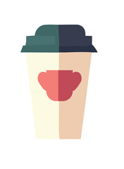 Cappuccino icon on disposable cup with lid