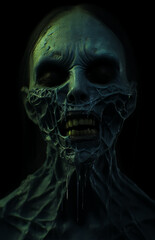 Horror possessed witch came from the darkness world, horror movie poster, low light, dramatic poster, zombie world