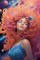 psychedelic galaxy vibrant colors dance in transformed