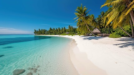 Beautiful sandy beach with white sand and rolling calm wave