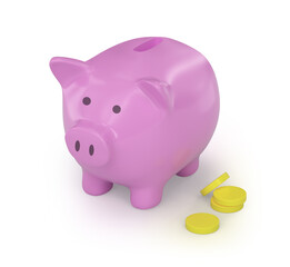 3D Piggy Bank Money Safe Illustration isolated on a white background