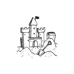 Landscape handdrawn illustration, nature drawing