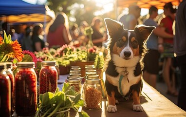 Dog visiting pet-friendly farmer's market