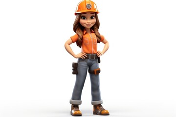 Illustration Caucasian Female Construction Worker Backdrop Extremely Gorgeous Generative AI