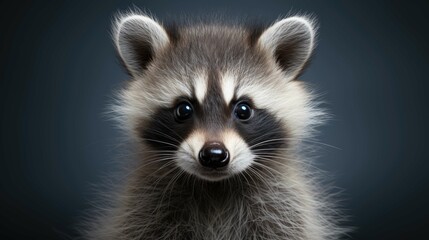 Cute Raccoon On black Background