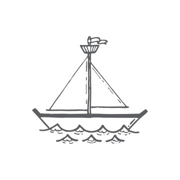 Boat drawing, Sail, Sailing, Handdrawn adventure element