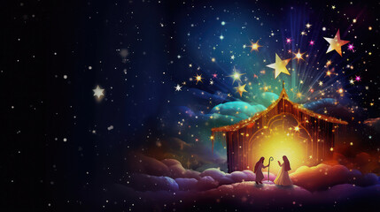 Nativity scene, Christmas backgrund, generative ai