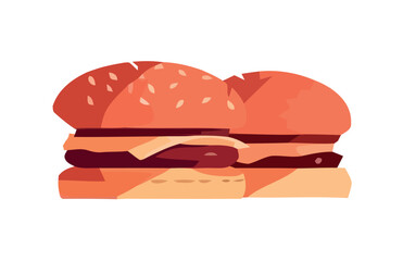 Gourmet cheeseburger meal with grilled meat