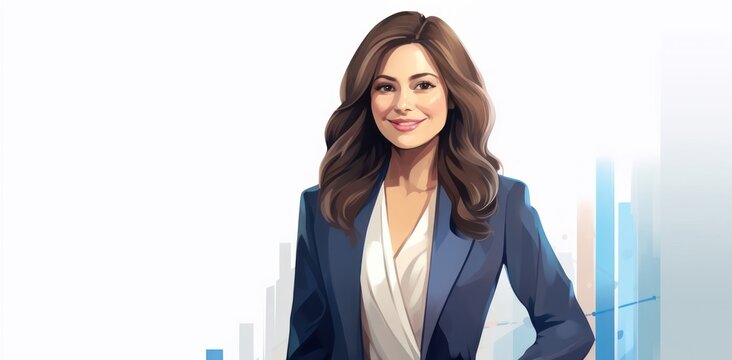 Illustration Caucasian Female Investment Banker Background Very Pretty Generative AI