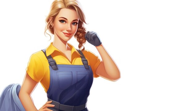 Illustration Caucasian Female Janitor Background Extremely Gorgeous Generative AI