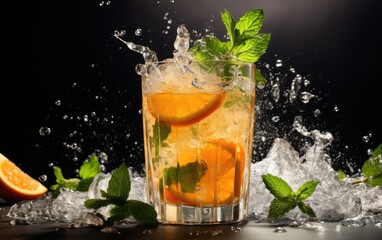 Artistic shot of a refreshing glass of cocktail with orange slices