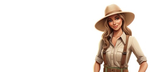 Illustration Caucasian Female Landscaper Background Smiling Generative AI