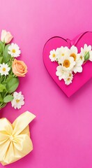 valentine gifts on abstract background, colored hearts on abstract background, valentinnes day