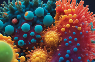 Corona Virus, covid variant digital view simulation