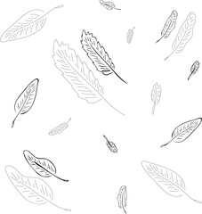 Seamless vector illustration with feathers. Print for textil or background