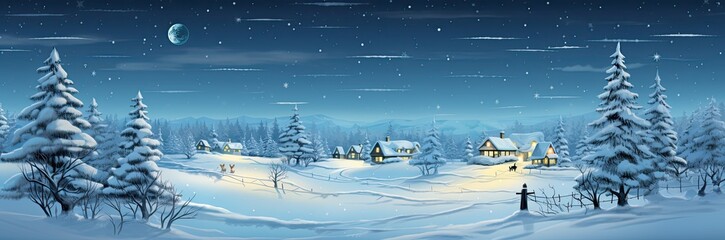 Fototapeta na wymiar Village on christmas with trees and christmas houses on snow