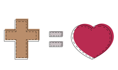 The Religious symbol of the Cross Equal Love in color