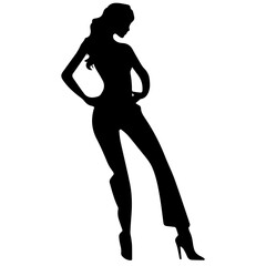 black silhouettes of fashion model girl