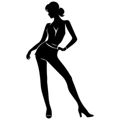 black silhouettes of fashion model girl