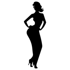 Fototapeta premium black silhouettes of fashion model girl
