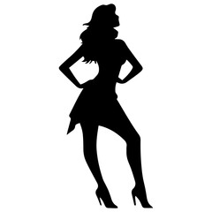 black silhouettes of fashion model girl