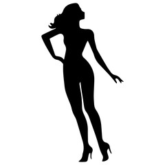 black silhouettes of fashion model girl