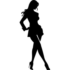 black silhouettes of fashion model girl