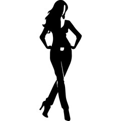 Naklejka premium black silhouettes of fashion model girl