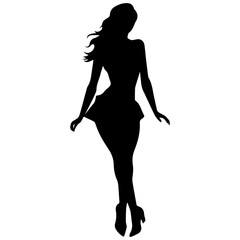 black silhouettes of fashion model girl