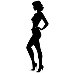 black silhouettes of fashion model girl