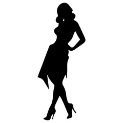 black silhouettes of fashion model girl