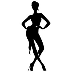 black silhouettes of fashion model girl