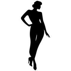 black silhouettes of fashion model girl