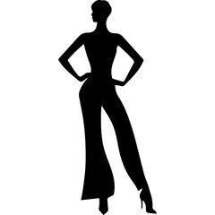 Fototapeta premium black silhouettes of fashion model girl