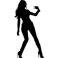 black silhouettes of fashion model girl