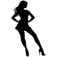 black silhouettes of fashion model girl
