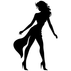 black silhouettes of fashion model girl