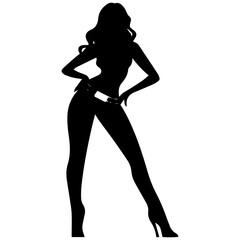 Naklejka premium black silhouettes of fashion model girl