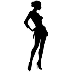 Fototapeta premium black silhouettes of fashion model girl