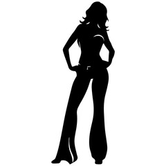 black silhouettes of fashion model girl